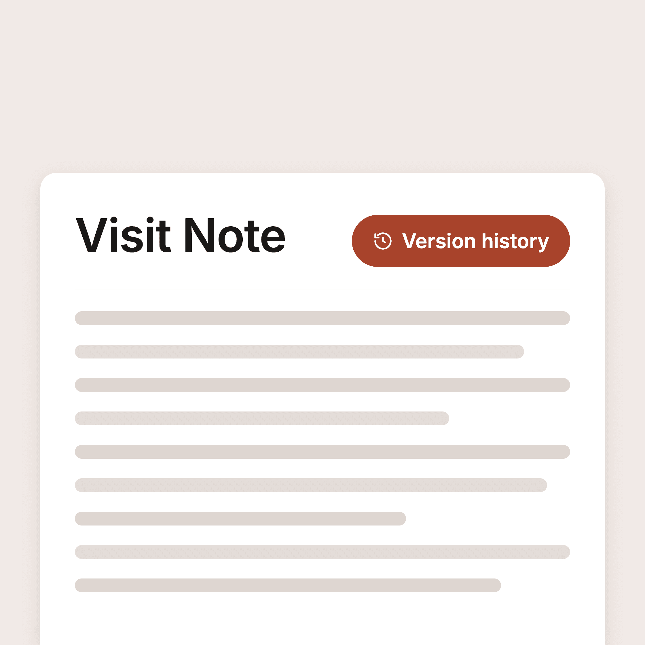 Version history log for a clinical note