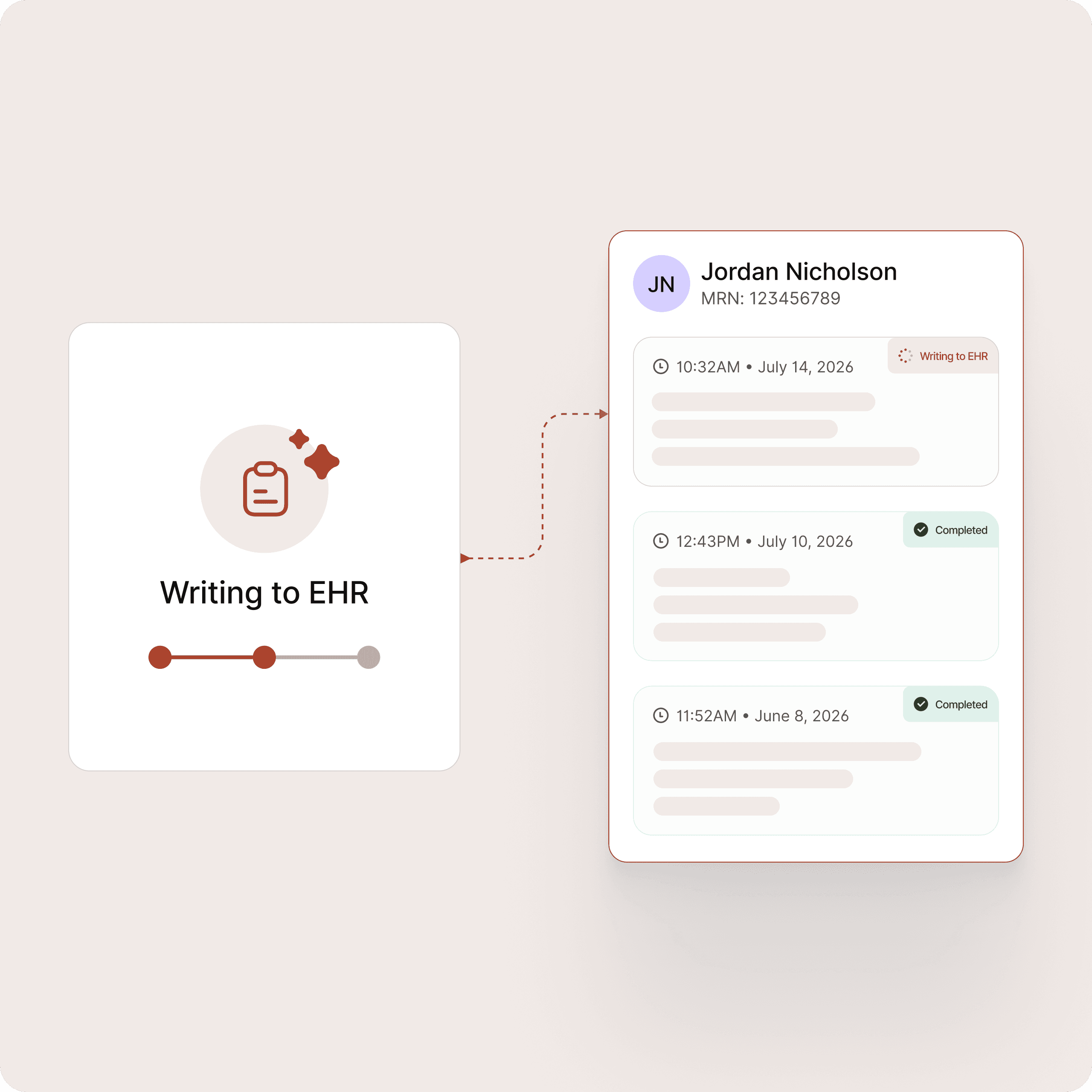 Follow-up interactions and patient-reported outcomes written back to the EHR