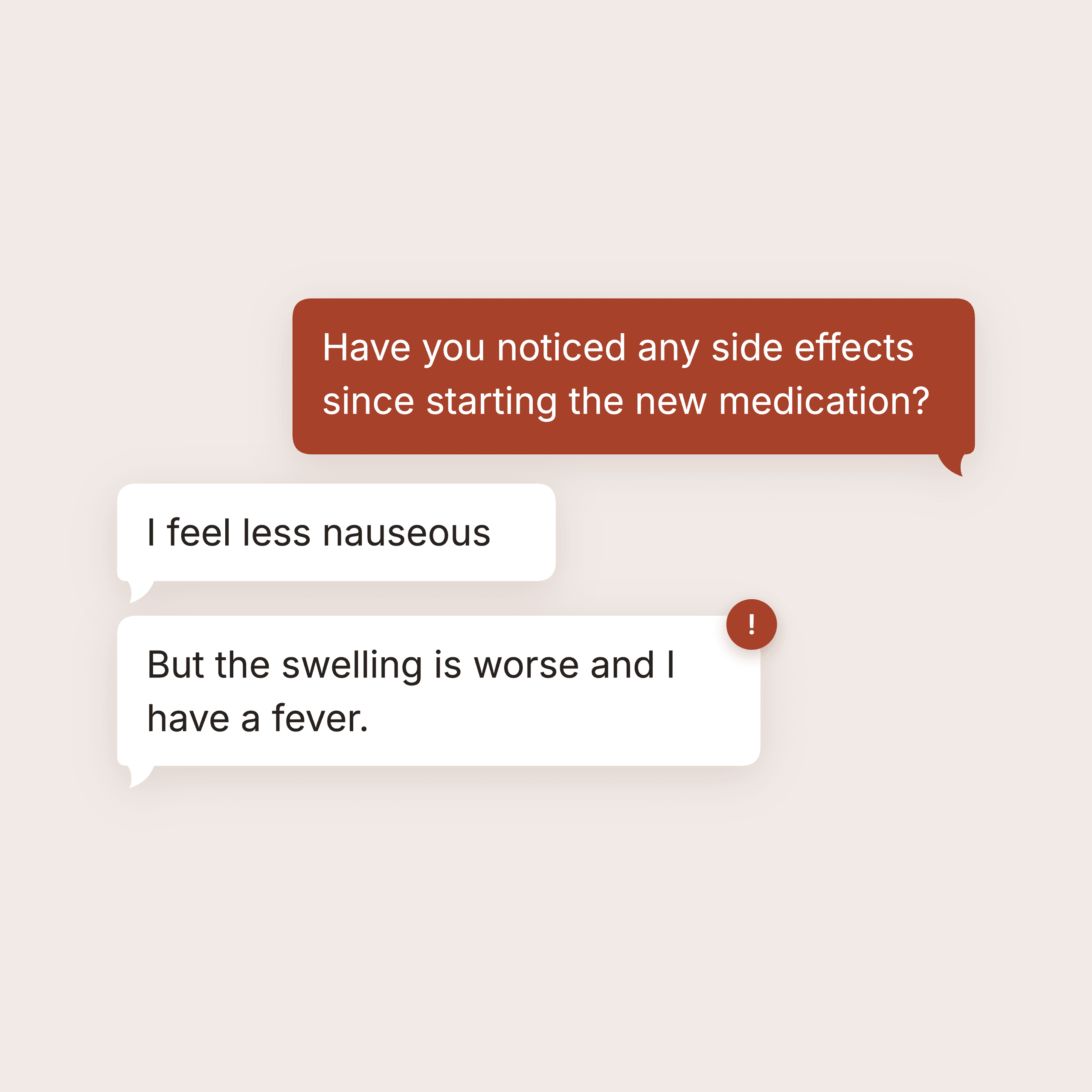 Symptom check assessing side-effect severity for escalation