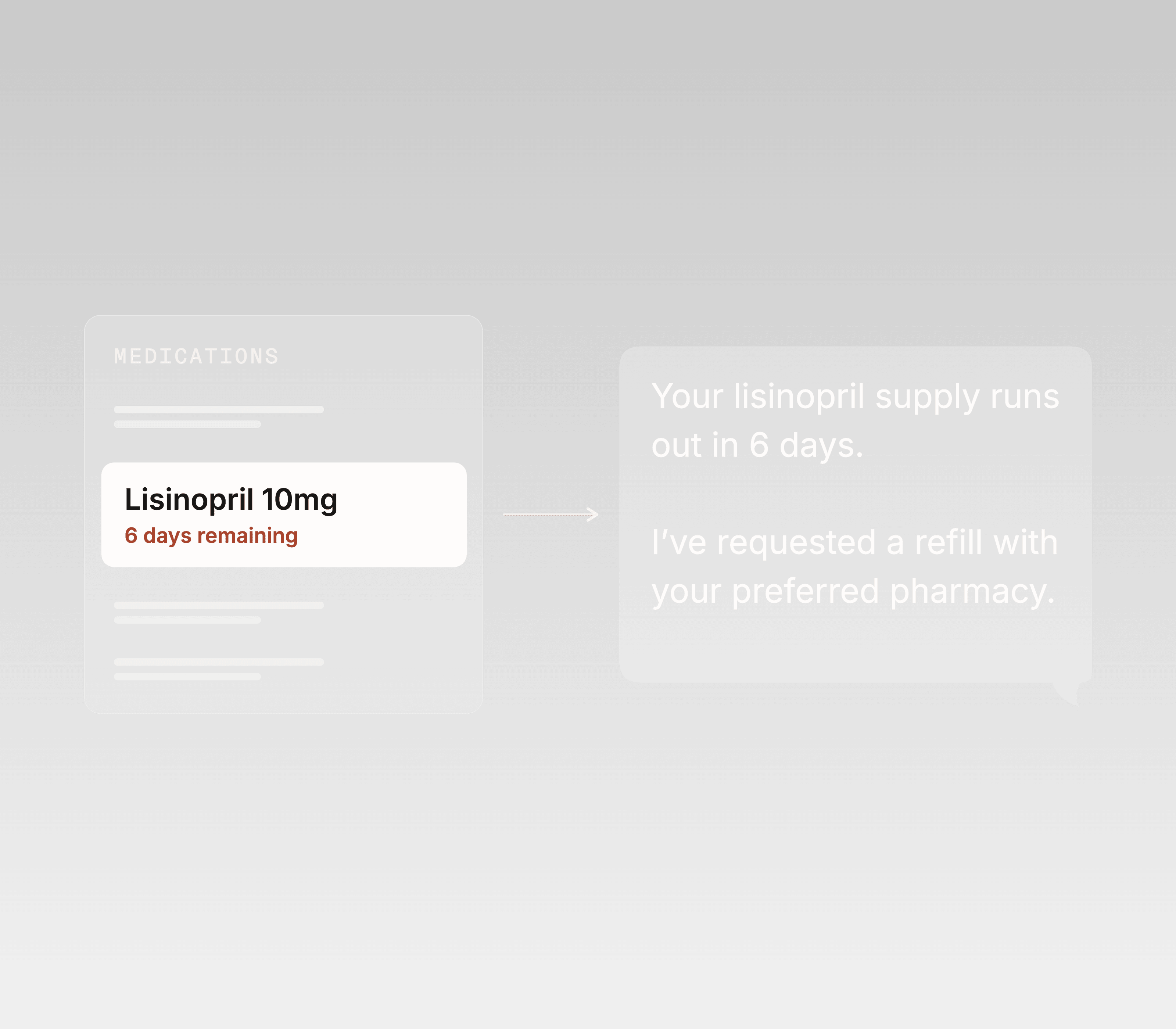 Outreach message to a patient about an upcoming refill