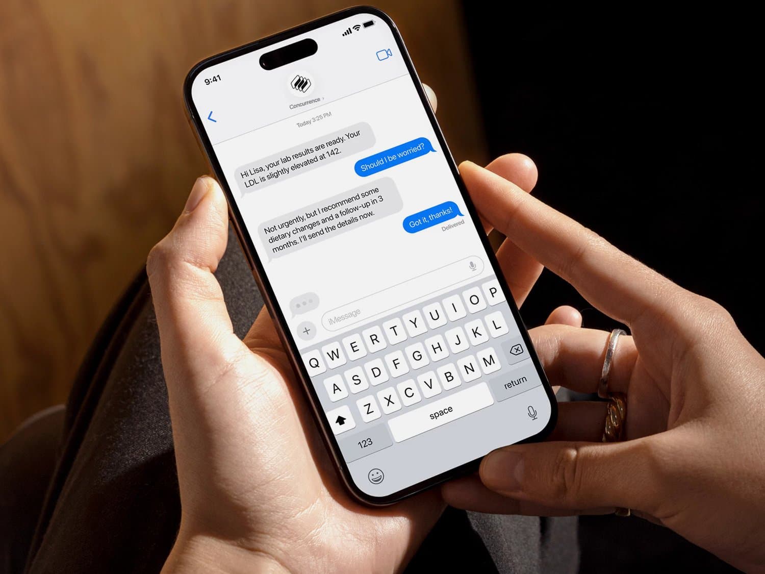 Patient messaging their care team from a phone
