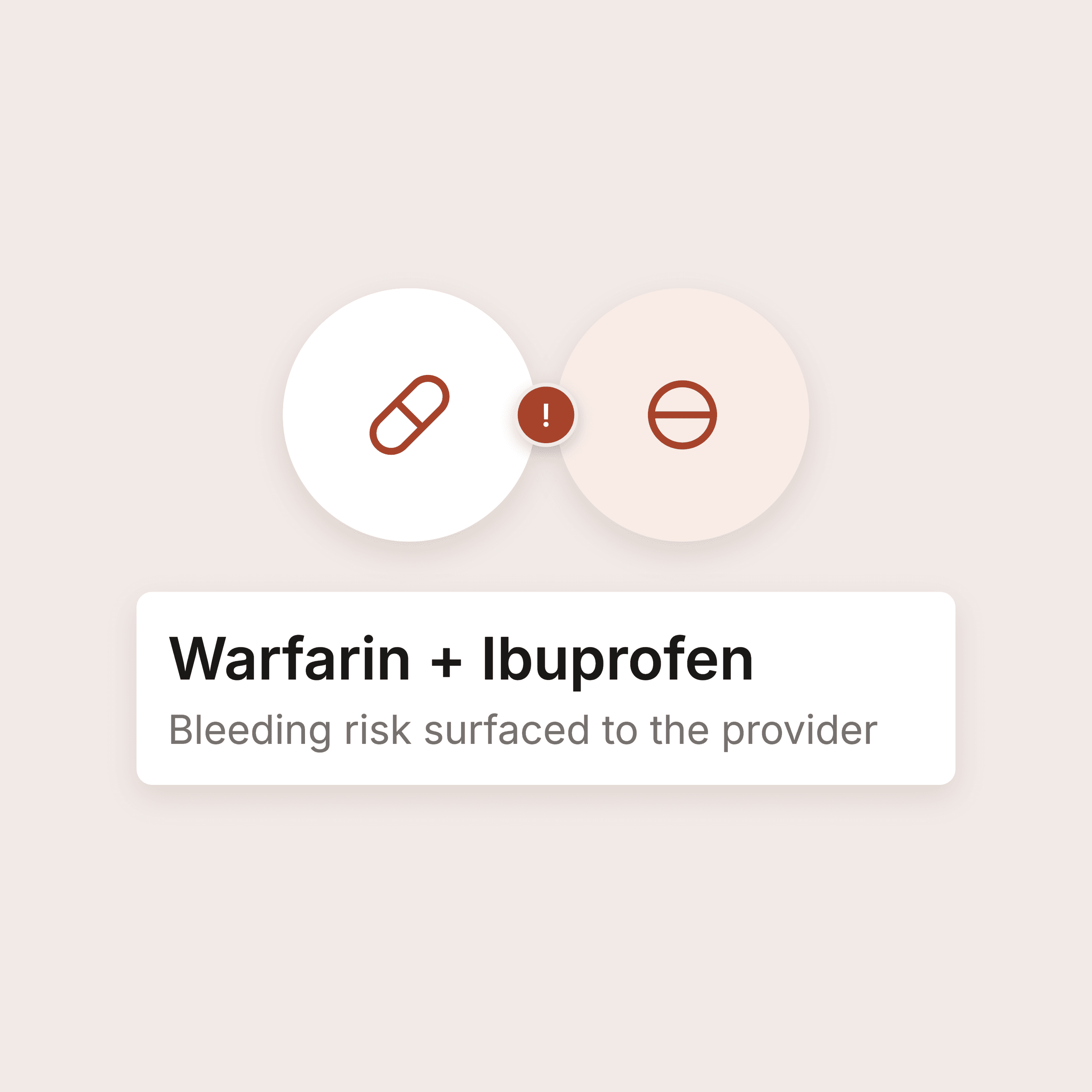 Medication list flagged for a potential interaction risk